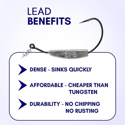 Reaction Tackle Lead Weighted Swimbait Hooks (10 - PACK) – 1/8oz - 3/0 hook fishing - hooks for fishing (10 view)