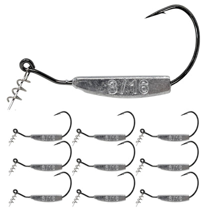 Reaction Tackle Lead Weighted Swimbait Hooks (10 - PACK) – 1/8oz - 3/0 hook fishing - hooks for fishing (1 view)