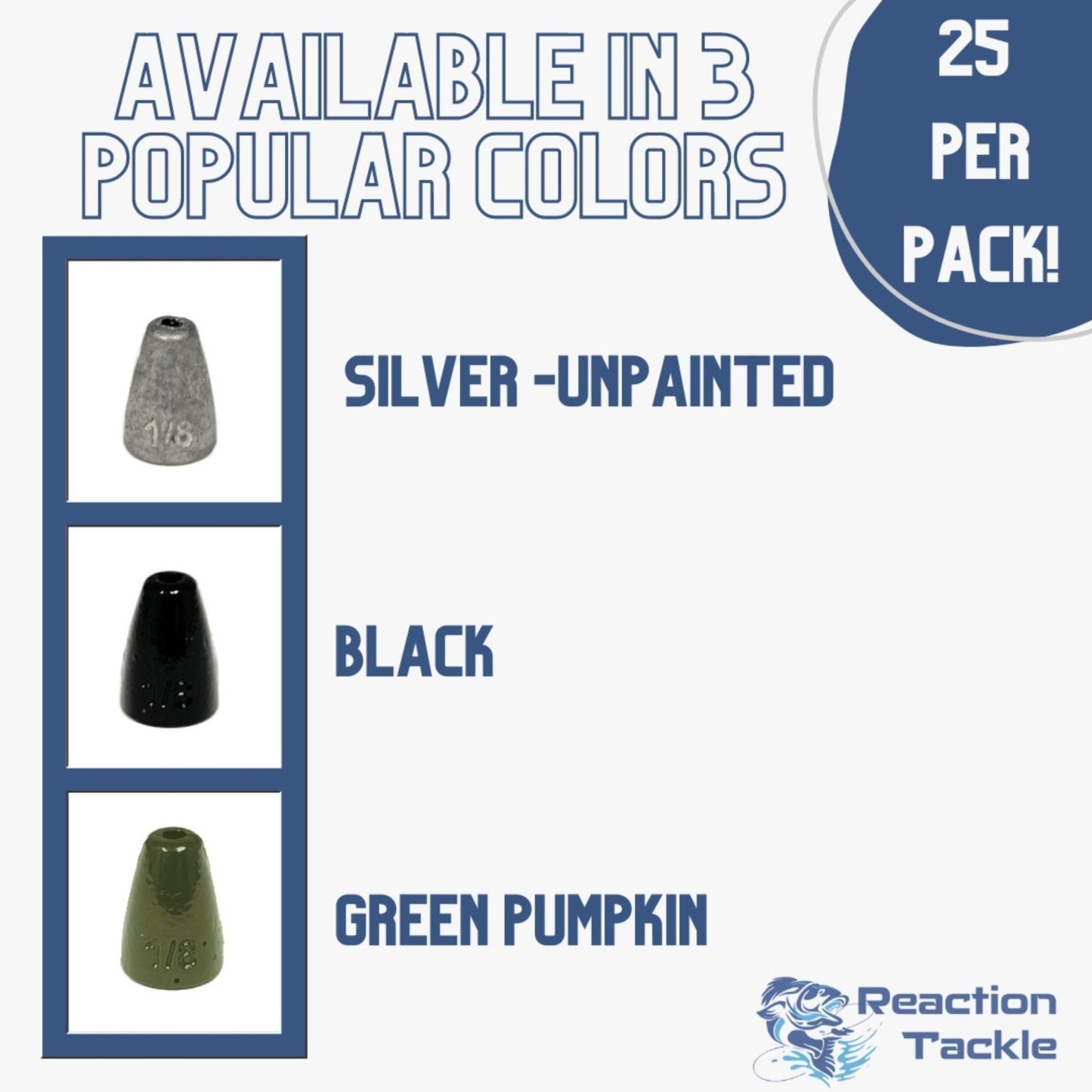 Reaction Tackle Lead Worm Weights (25 pack) – Green Pumpkin Sinkers & Weights for fishing (11 view)