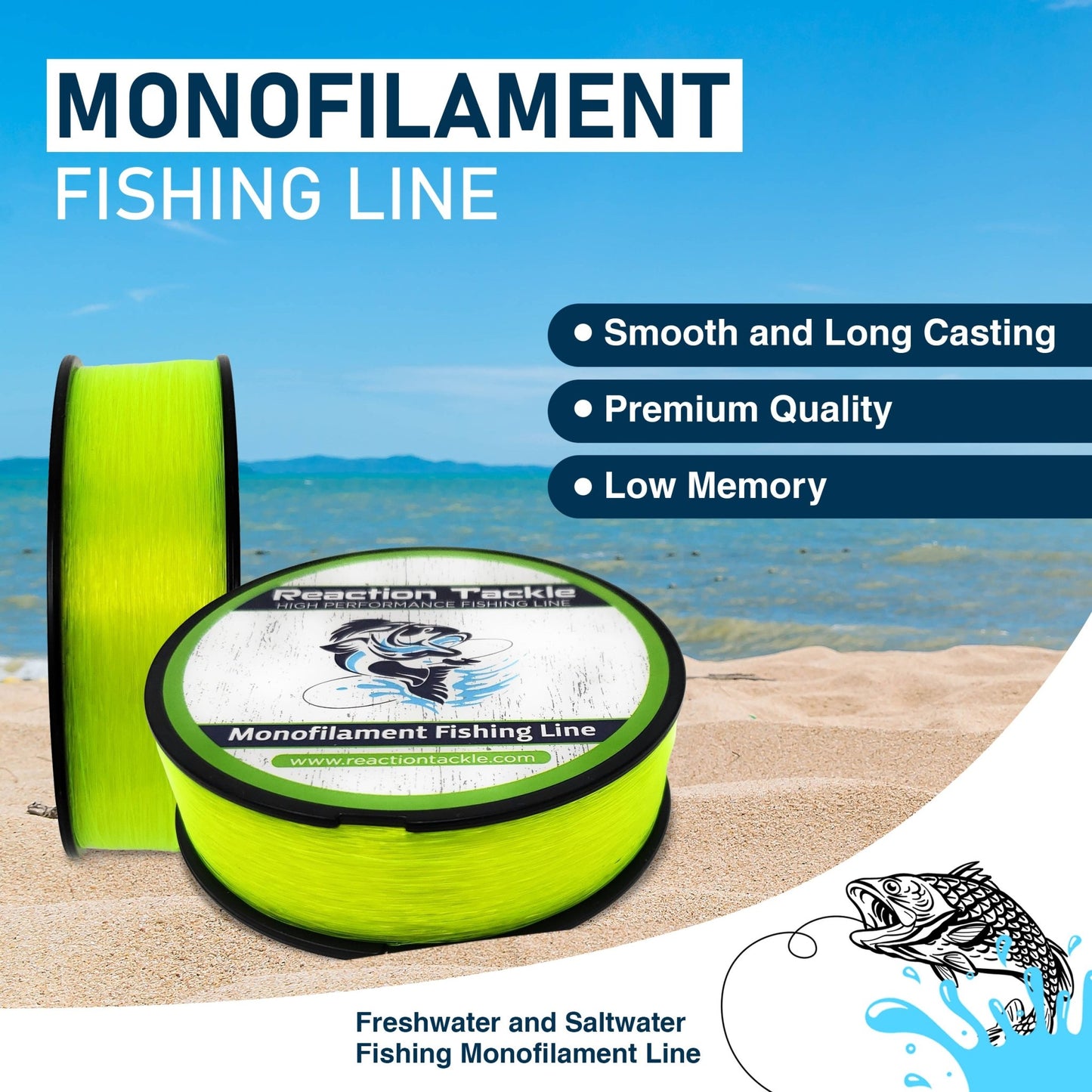 Reaction Tackle Nylon Monofilament Fishing Line – Clear Monofilament fishing line for fishing (11 view)