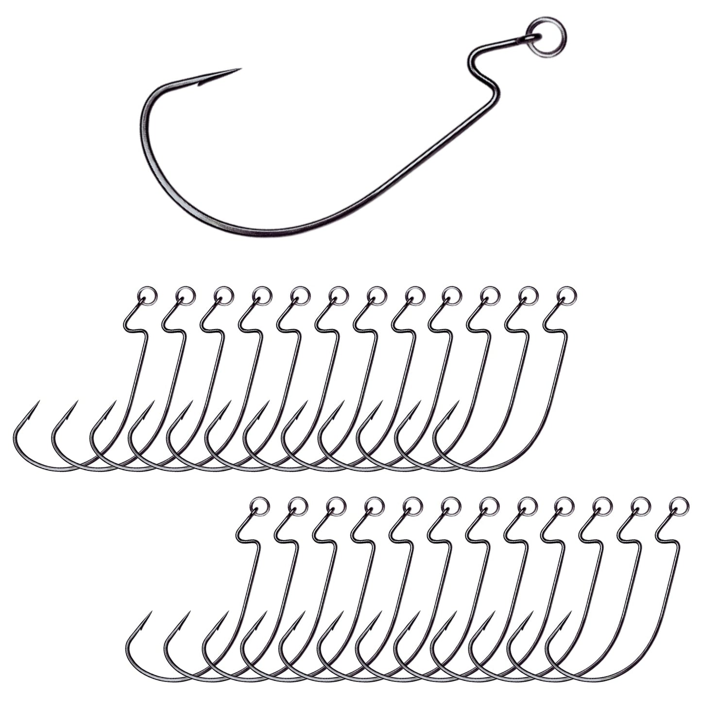 Reaction Tackle Ringed EWG Hooks - 25 Pack – 1/0 for fishing (2 view)