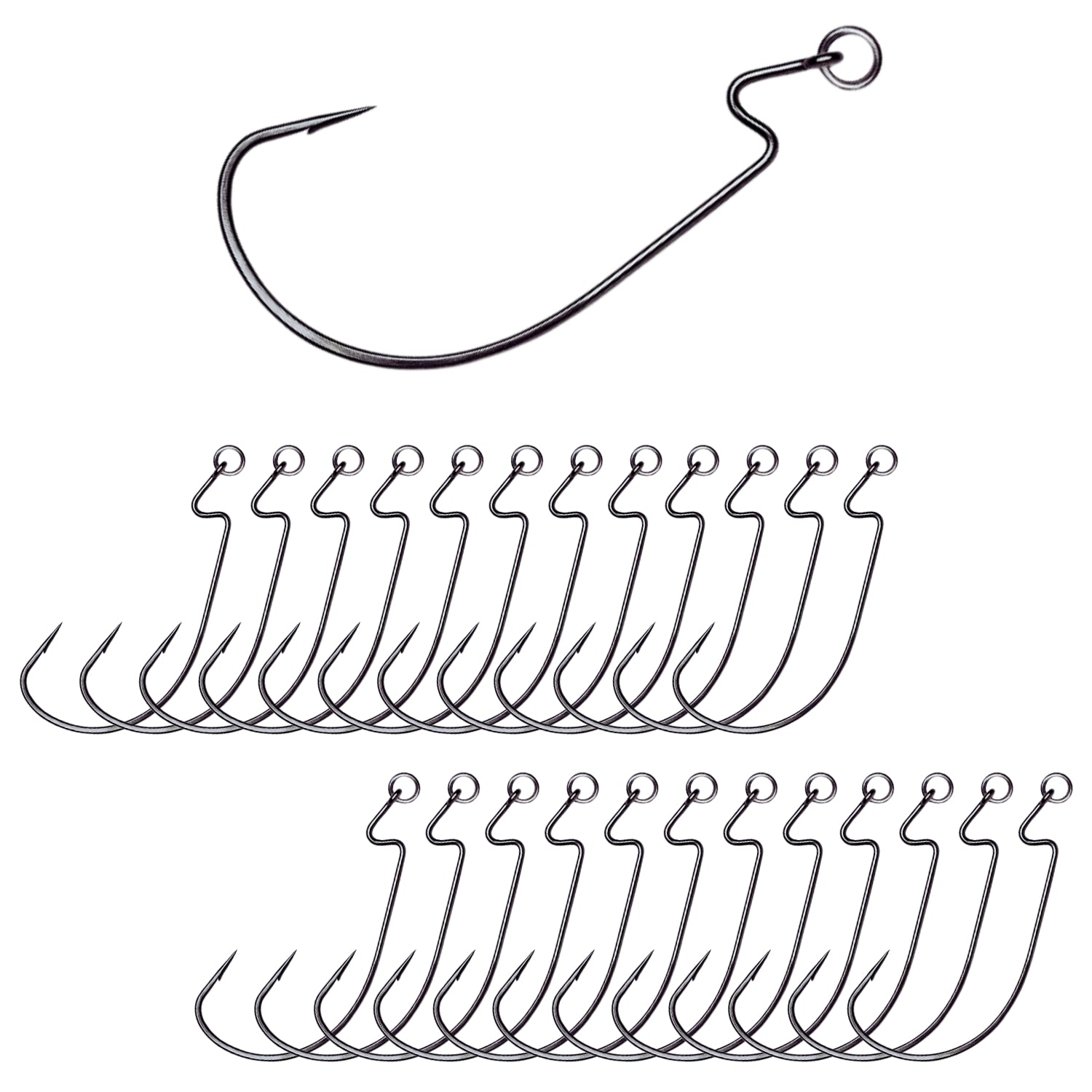 Reaction Tackle Ringed EWG Hooks - 25 Pack – 1/0 for fishing (2 view)