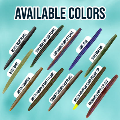 Reaction Tackle Soft Plastic Wacky Worms 5.5in - 24 Pack – June Bug for fishing (22 view)