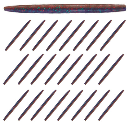 Reaction Tackle Soft Plastic Wacky Worms 5.5in - 24 Pack – Black Blue Flake for fishing (1 view)