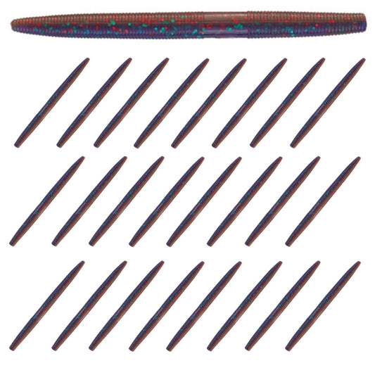 Reaction Tackle Soft Plastic Wacky Worms 5.5in - 24 Pack – Black Blue Flake for fishing (1 view)