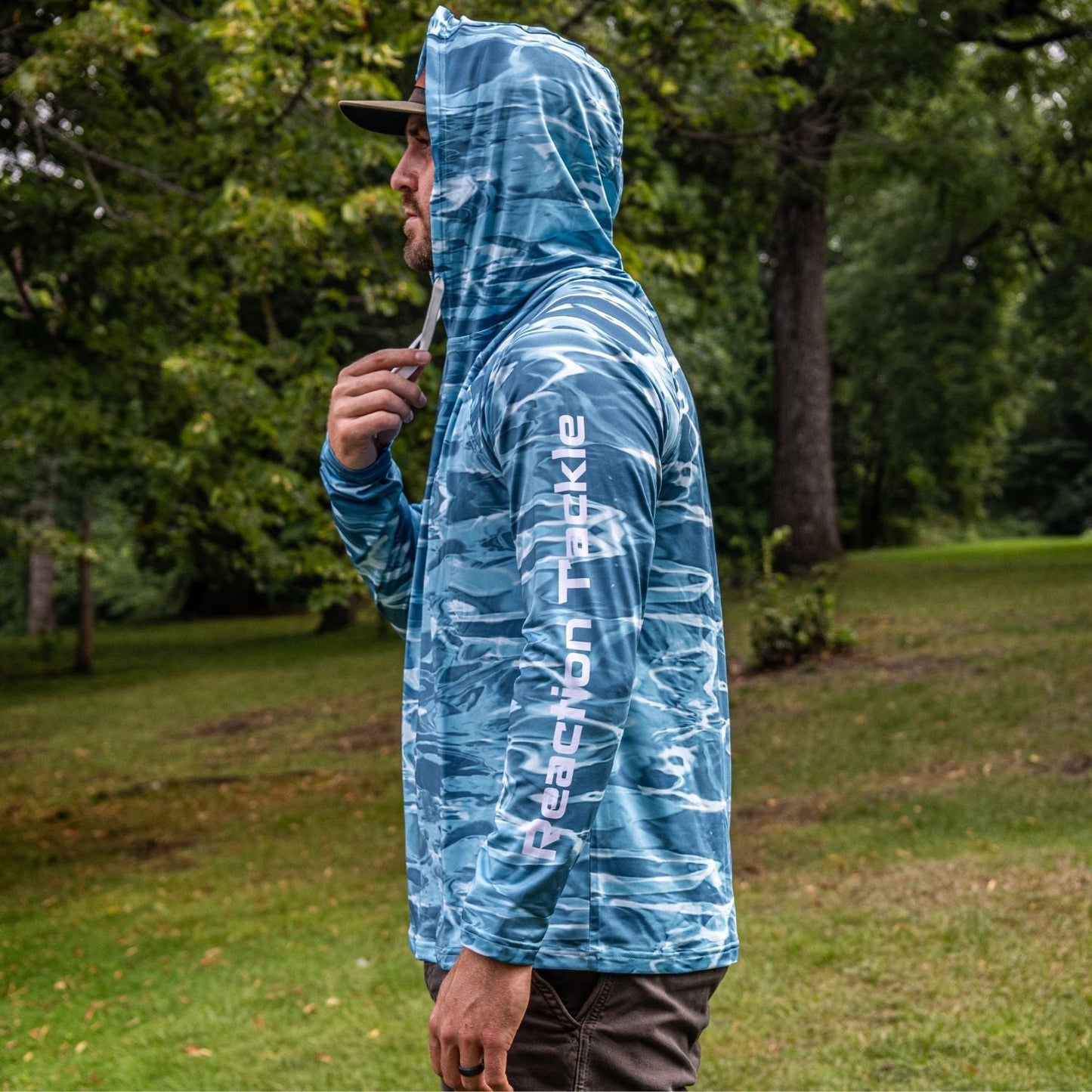 Reaction Tackle SPF UPF 50+ Long Sleeve Hooded Fishing Shirt – Medium for Apparel (3 view)