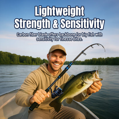 Reaction Tackle Telescopic Spinning Rod – Carbon Travel Fishing Rod – Collapsible Rod for Freshwater and Saltwater - NEW – Stream Light – Light Action for fishing (7 view)