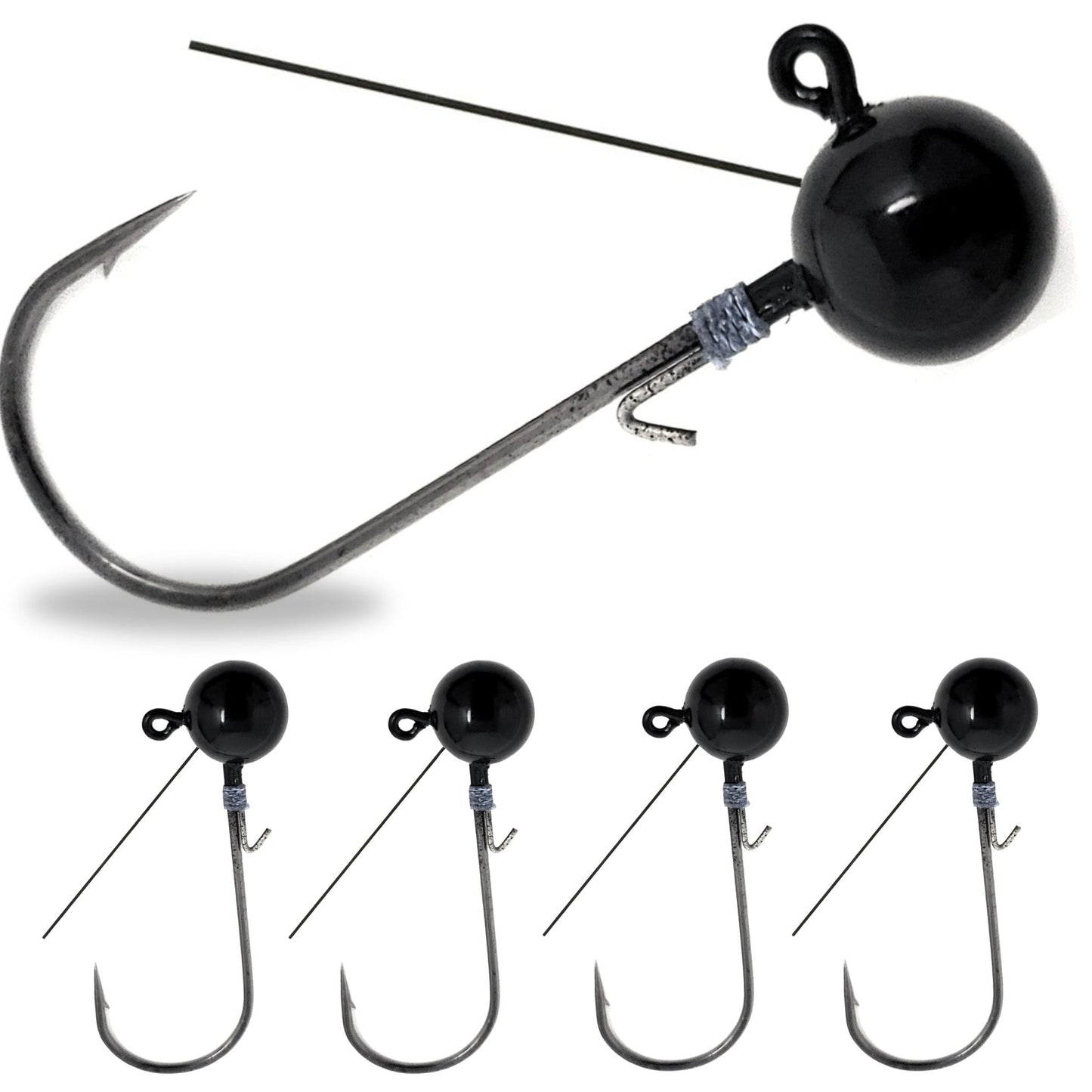Reaction Tackle Tungsten Ball Jig Heads (5 - Pack) – 1/16 oz (2 hook) for fishing (11 view)