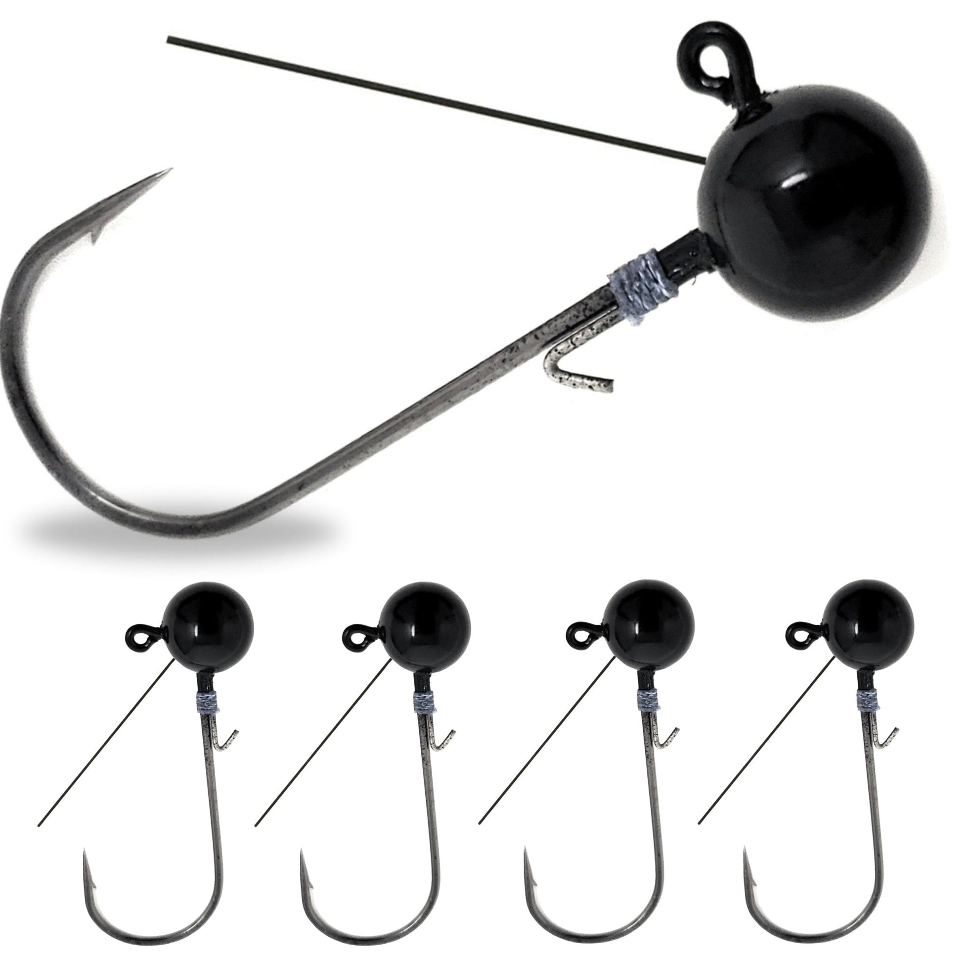 Reaction Tackle Tungsten Ball Jig Heads (5 - Pack) – 1/16 oz (2 hook) for fishing (11 view)