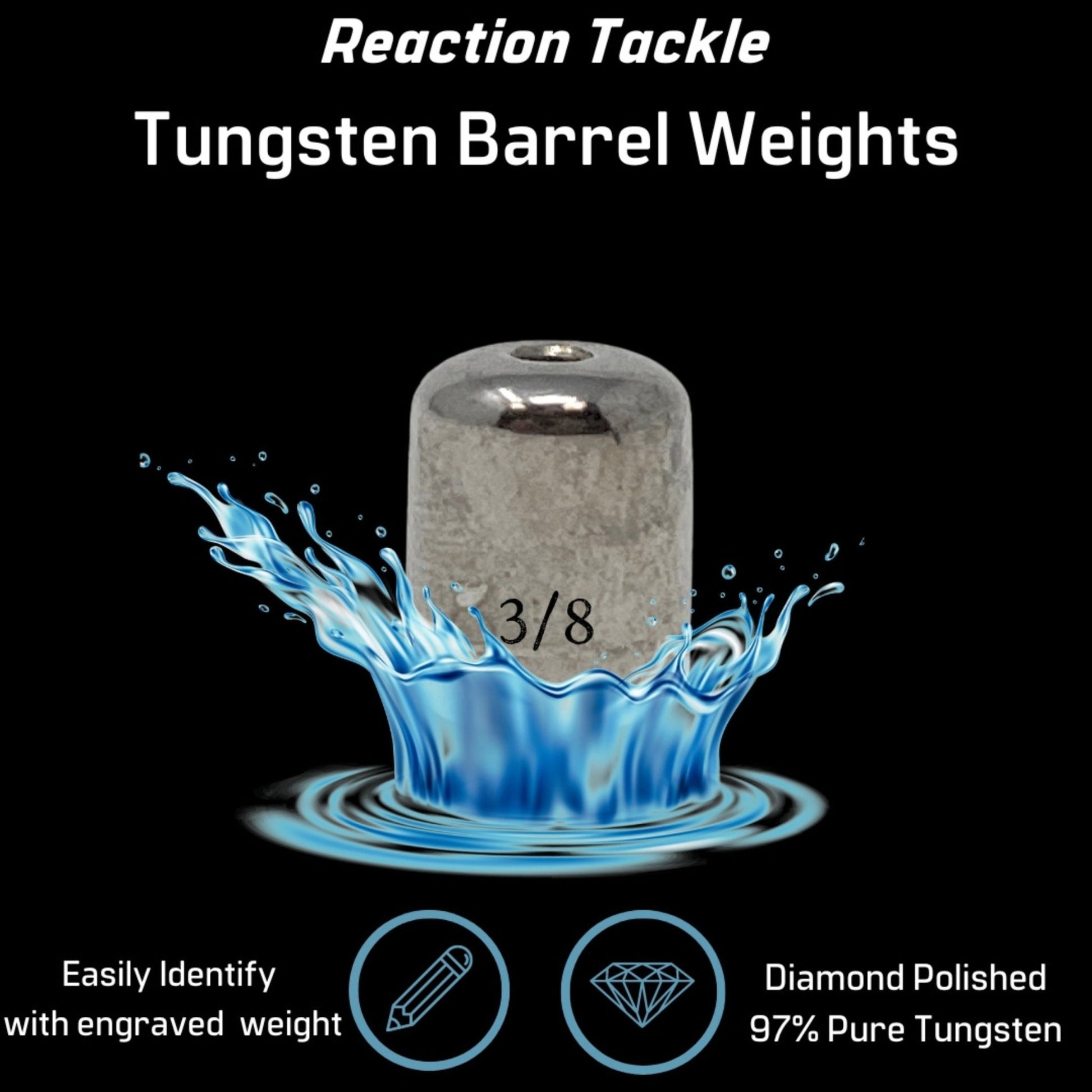 Reaction Tackle Tungsten Barrel Weights – Silver tungsten weights for fishing (18 view)