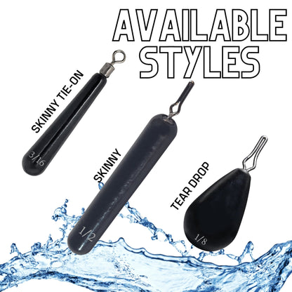 Reaction Tackle Tungsten Drop Shot Weights – Black (Skinny) drop shot weights for fishing (1 view)