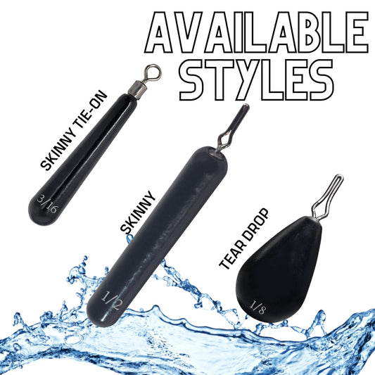 Reaction Tackle Tungsten Drop Shot Weights – Black (Skinny) drop shot weights for fishing (1 view)