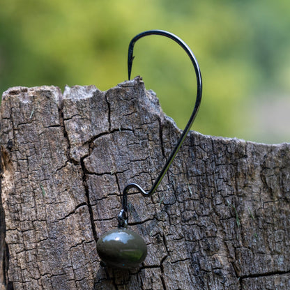 Reaction Tackle Tungsten Football/Swing Jig Heads - 3 - Pack – Green Pumpkin for fishing (4 view)