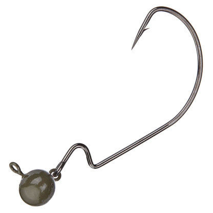 Reaction Tackle Tungsten Football/Swing Jig Heads - 3 - Pack – Green Pumpkin for fishing (12 view)