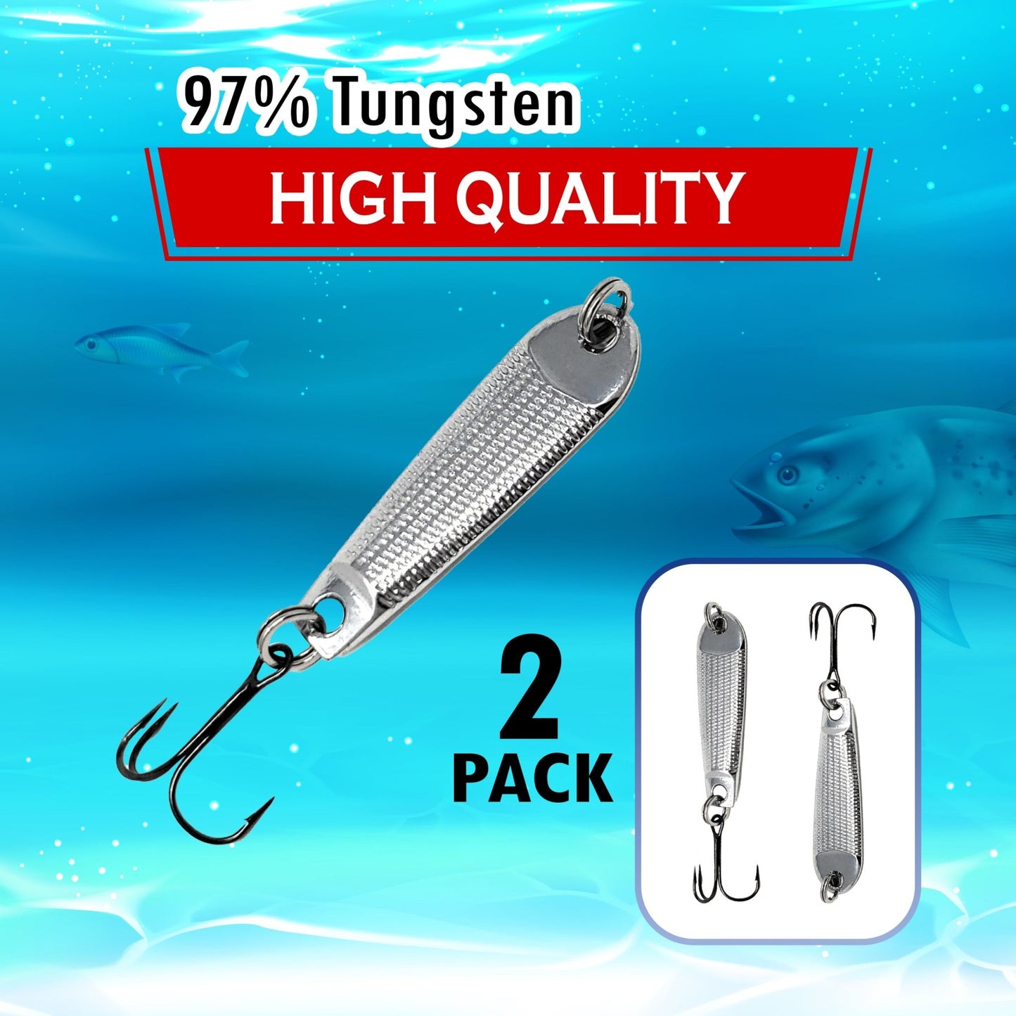 Reaction Tackle Tungsten Jigging Spoons (2 - Pack) – Silver for fishing (5 view)