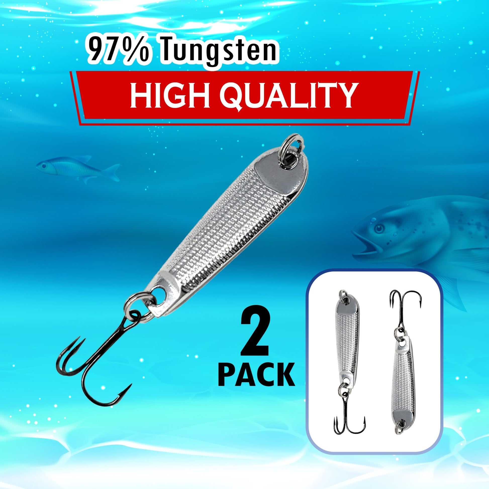 Reaction Tackle Tungsten Jigging Spoons (2 - Pack) – Silver for fishing (5 view)