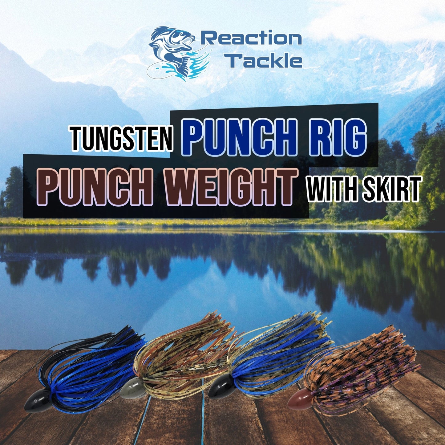 Reaction Tackle Tungsten Punch Rig/Punch Weight with Skirt – Black Blue for fishing (2 view)