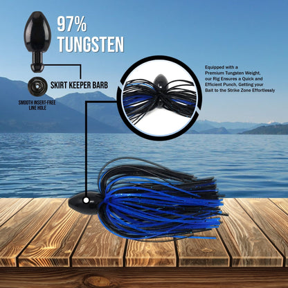 Reaction Tackle Tungsten Punch Rig/Punch Weight with Skirt – Black Blue for fishing (3 view)