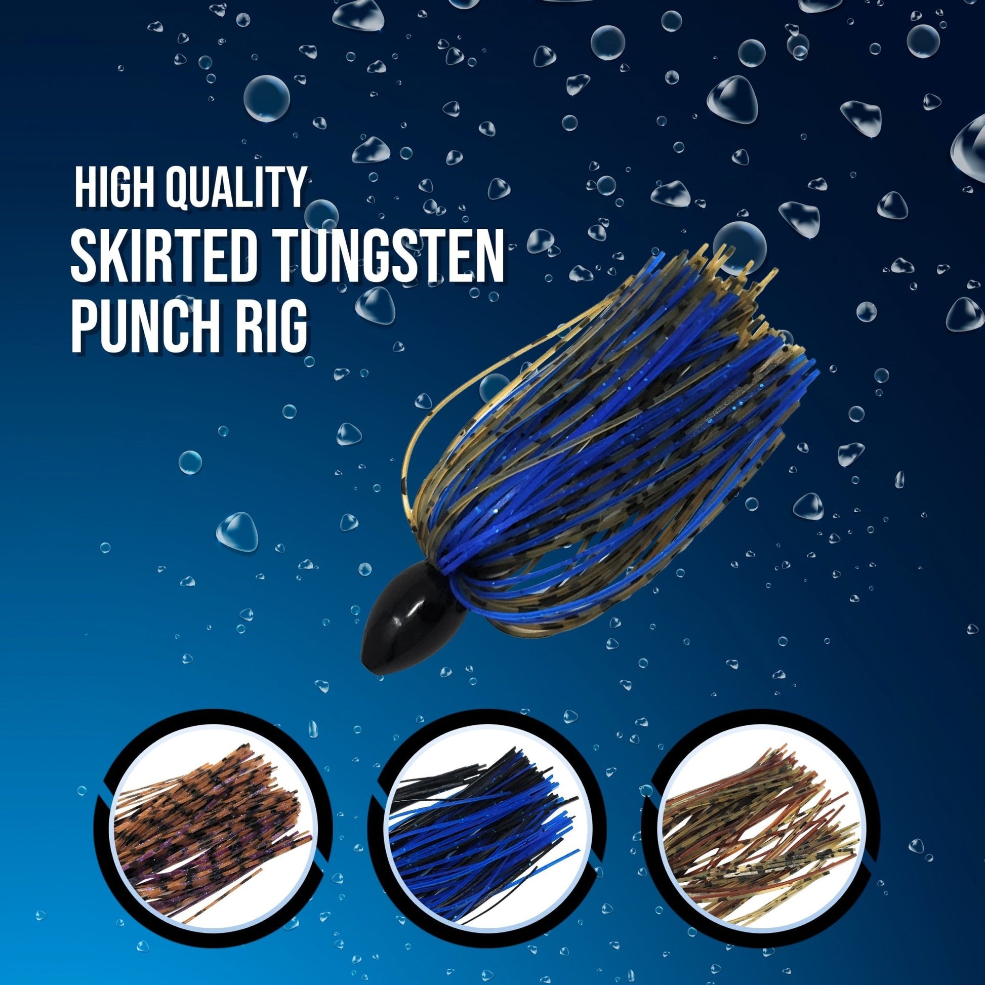 Reaction Tackle Tungsten Punch Rig/Punch Weight with Skirt – Black Blue for fishing (4 view)