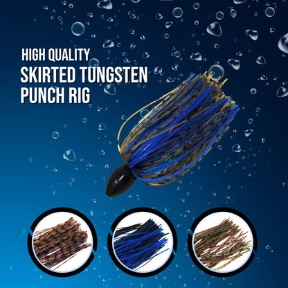 Reaction Tackle Tungsten Punch Rig/Punch Weight with Skirt – Black Blue for fishing (4 view)