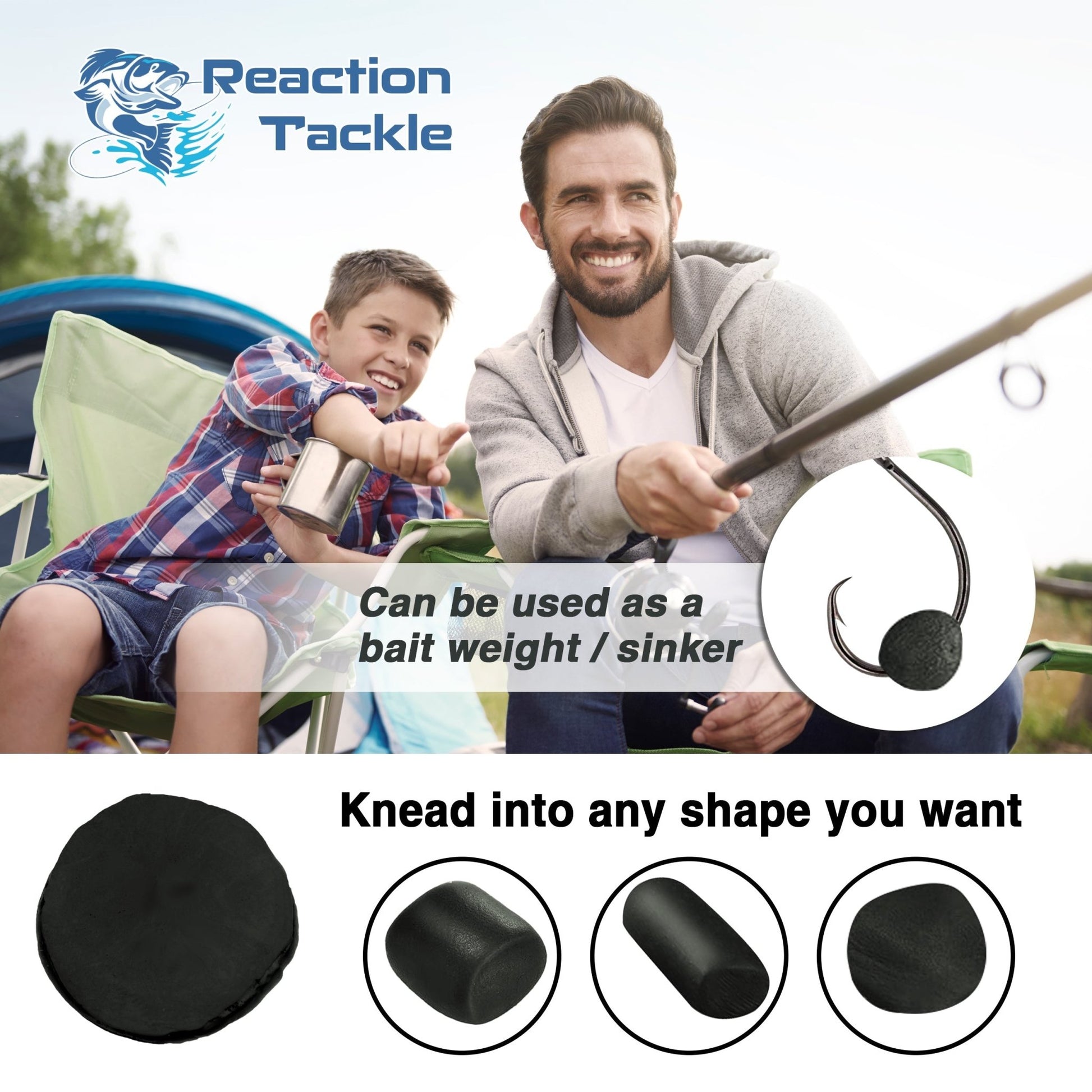 Reaction Tackle Tungsten Putty – Black for fishing (2 view)