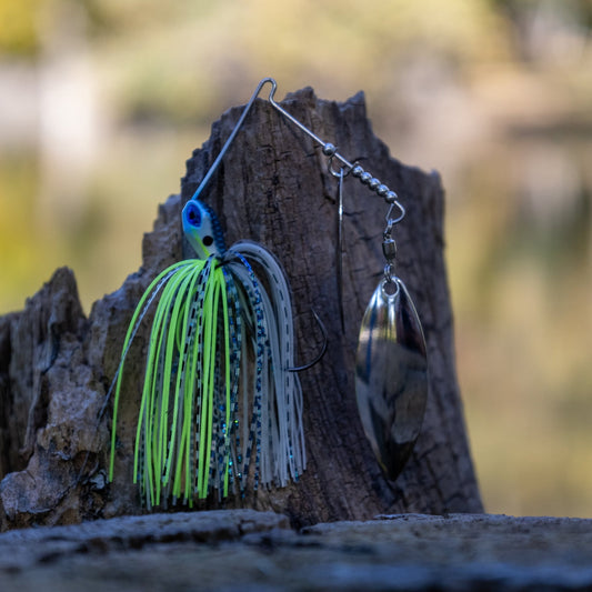 Reaction Tackle Tungsten Spinnerbait Jigs – 2 - Pack, Double Willow Blade - New – Tennessee Shad for fishing (2 view)