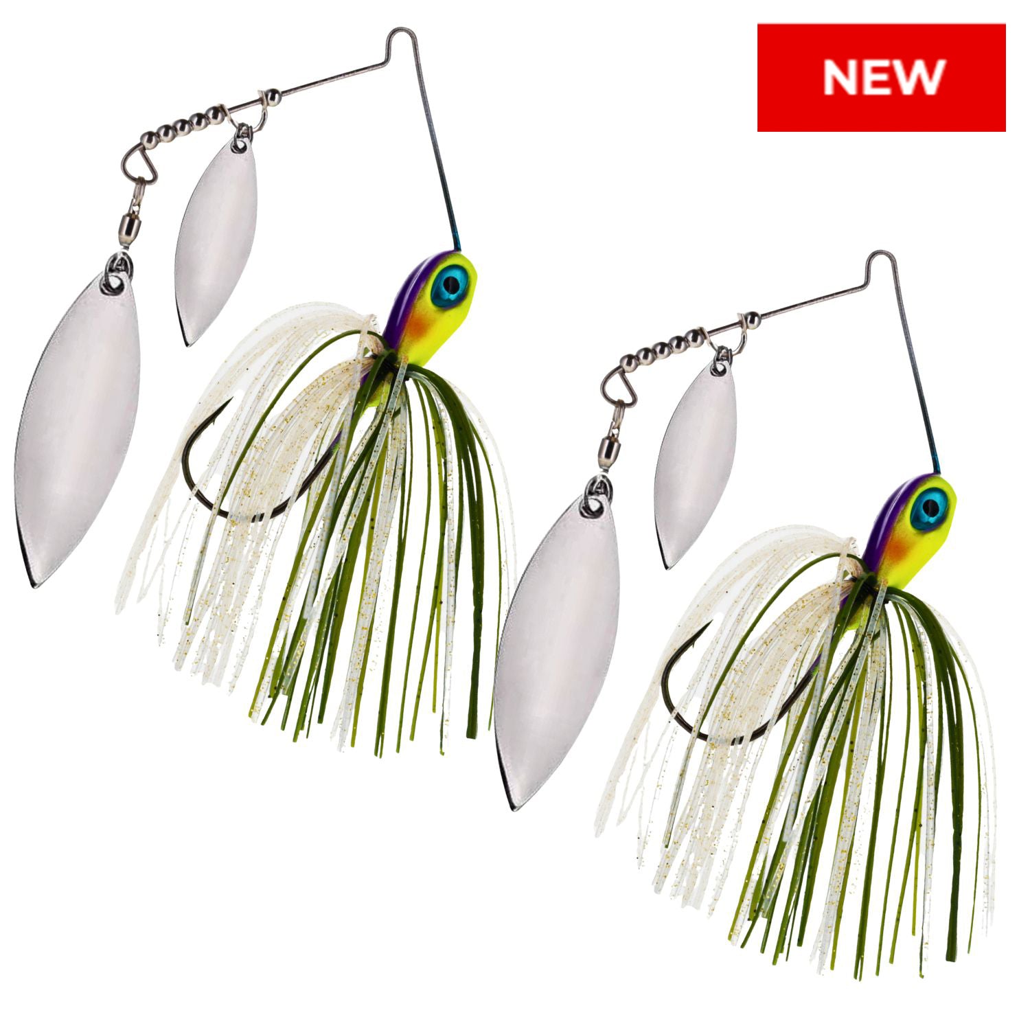Reaction Tackle Tungsten Spinnerbait Jigs – 2 - Pack, Double Willow Blade - New – Tennessee Shad for fishing (1 view)