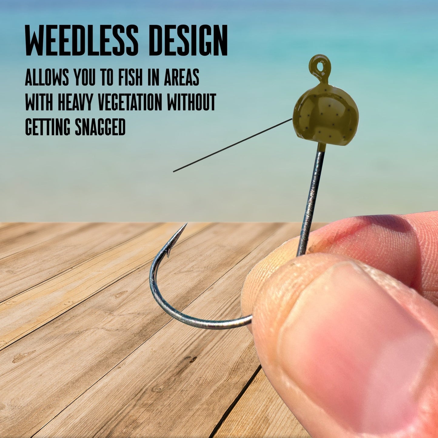 Reaction Tackle Tungsten Wacky Jig Heads (5 - PACK) – Green Pumpkin jigs for fishing (10 view)