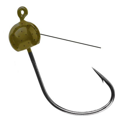 Reaction Tackle Tungsten Wacky Jig Heads (5 - PACK) – Green Pumpkin (weedless) jigs for fishing (6 view)