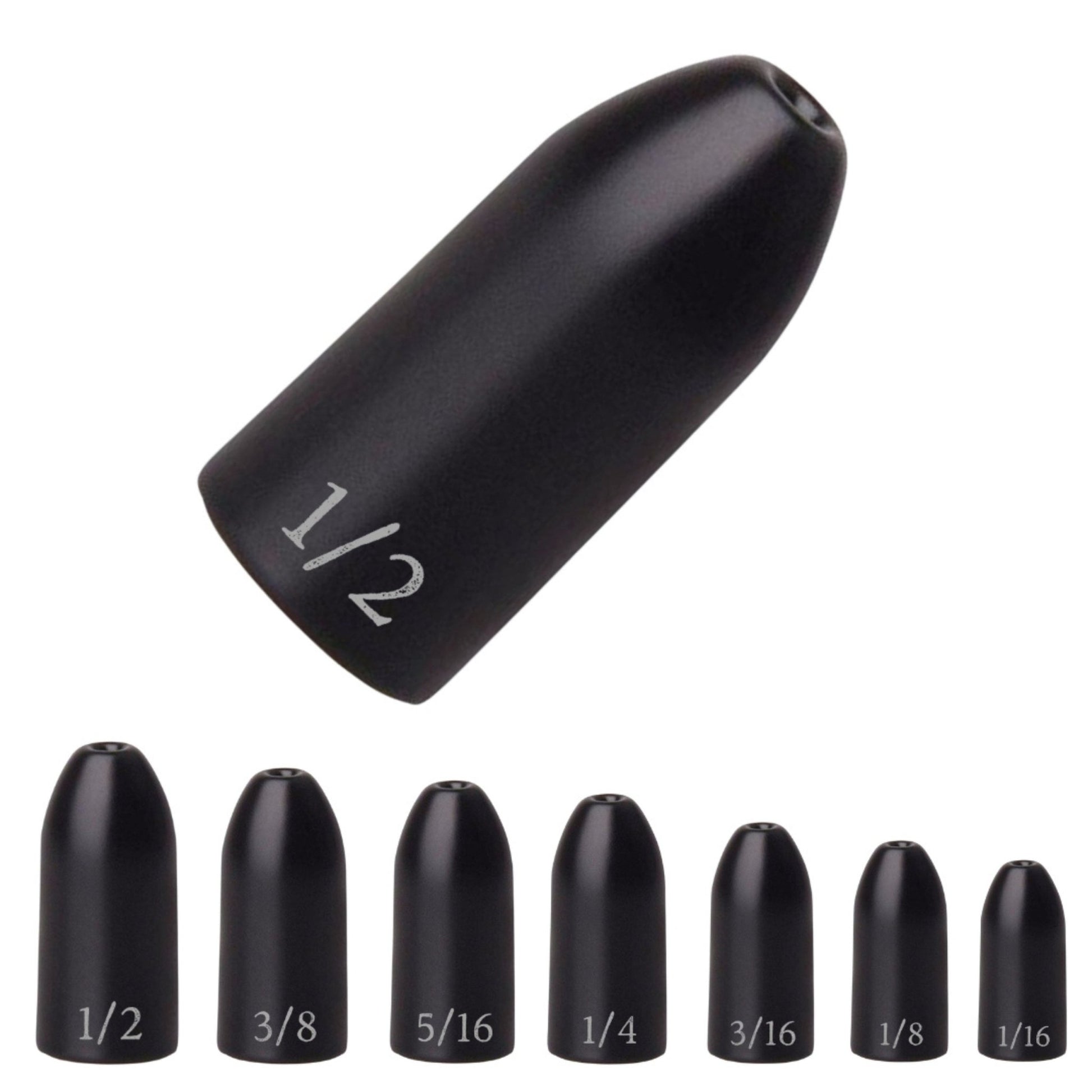 Reaction Tackle Tungsten Worm Weights / Bullet Shaped Sinkers – Never Chip Black Sinkers & Weights for fishing (10 view)