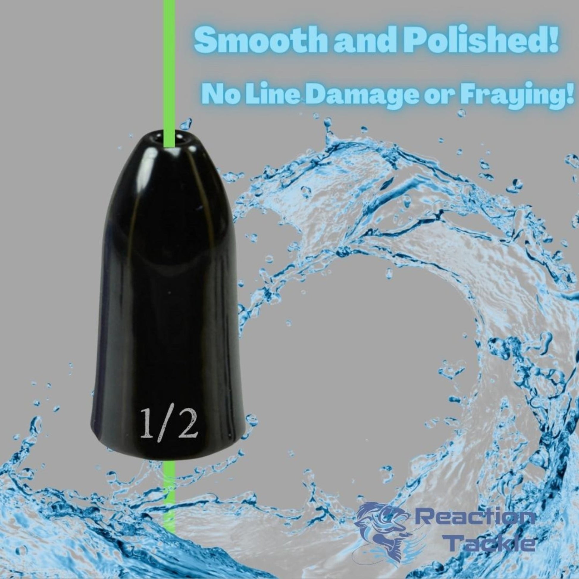 Reaction Tackle Tungsten Worm Weights / Bullet Shaped Sinkers – Green Pumpkin Sinkers & Weights for fishing (4 view)