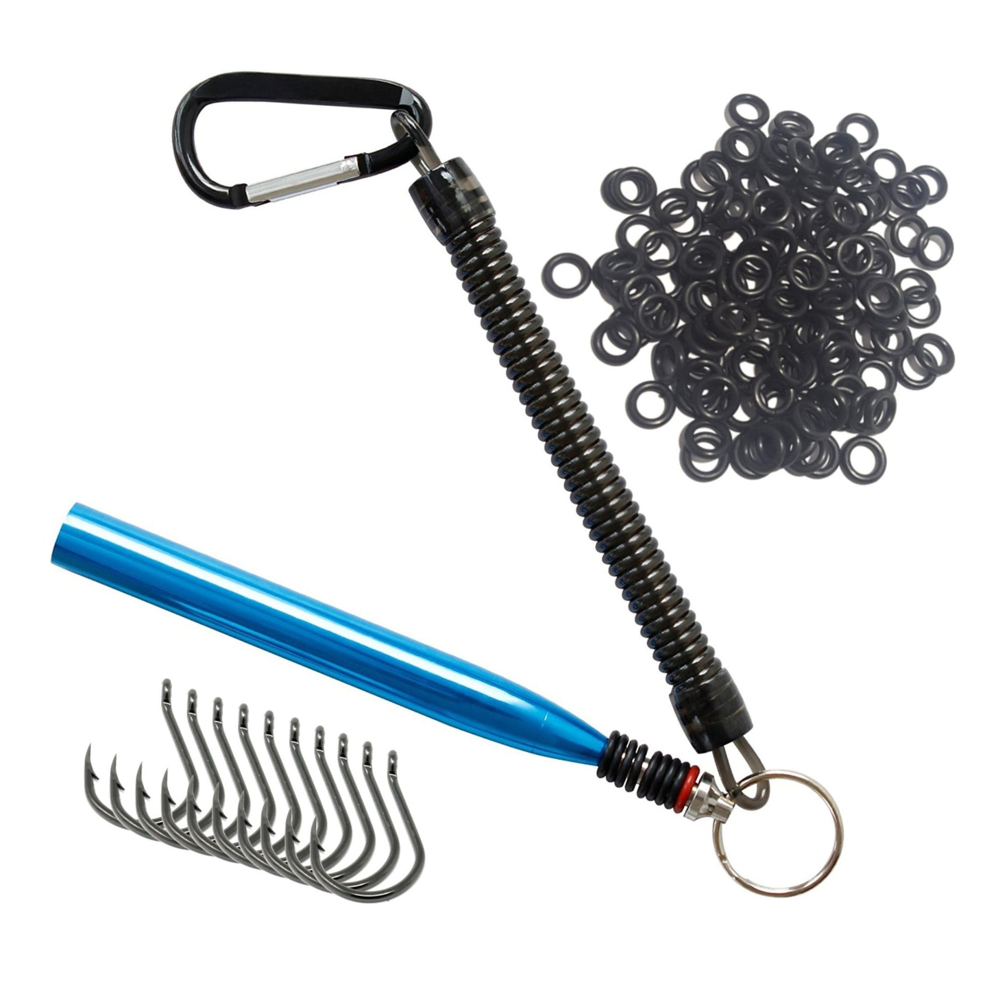 Reaction Tackle Wacky Worm Tools, Sets and Kits – Blue tool +125 O - rings +10 hooks Soft Plastics for fishing (6 view)