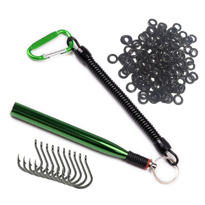 Reaction Tackle Wacky Worm Tools, Sets and Kits – Green tool +125 O - rings +10 hooks Soft Plastics for fishing (9 view)