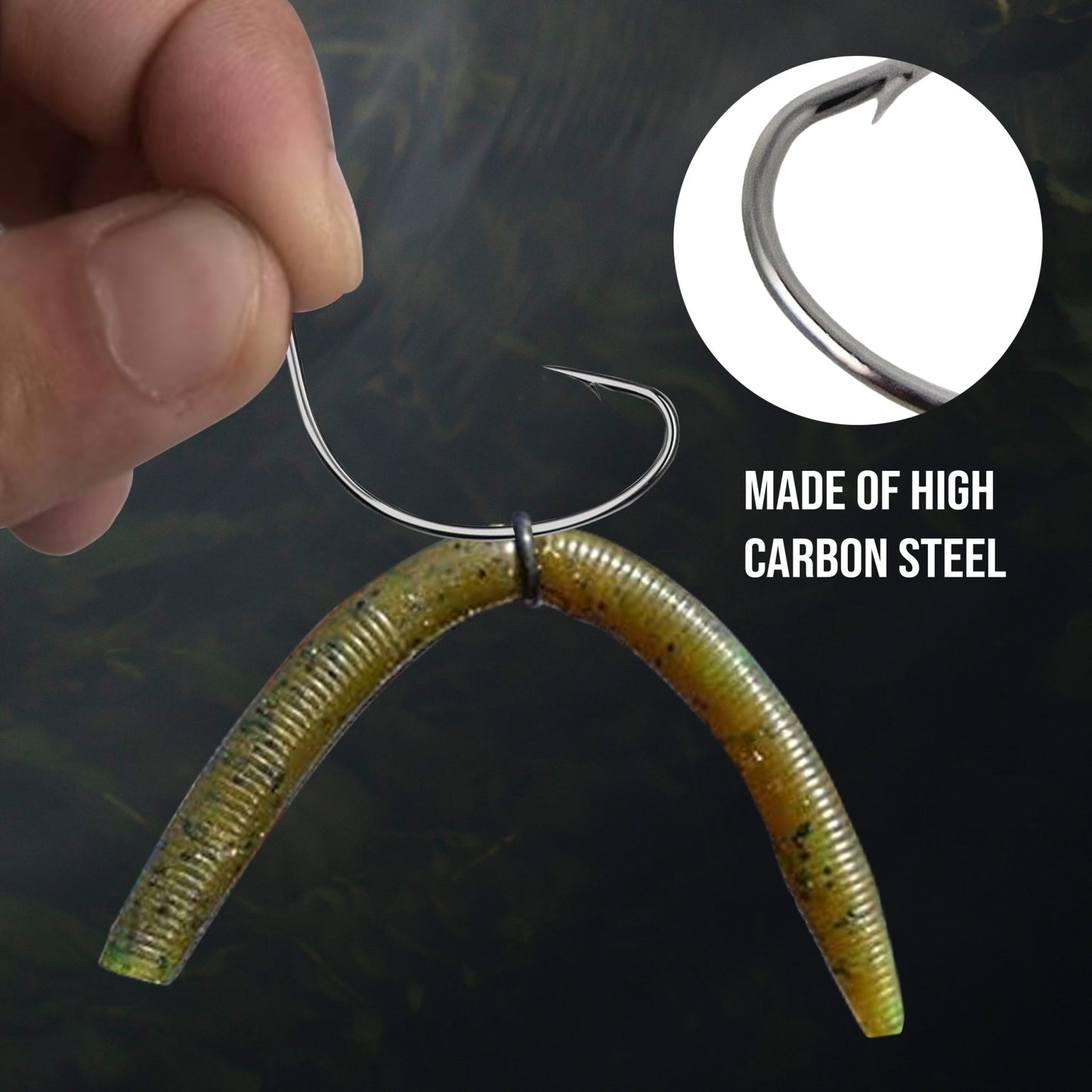 Reaction Tackle Wide Gap Wacky Hooks (25 - PACK) – 1 for fishing (3 view)