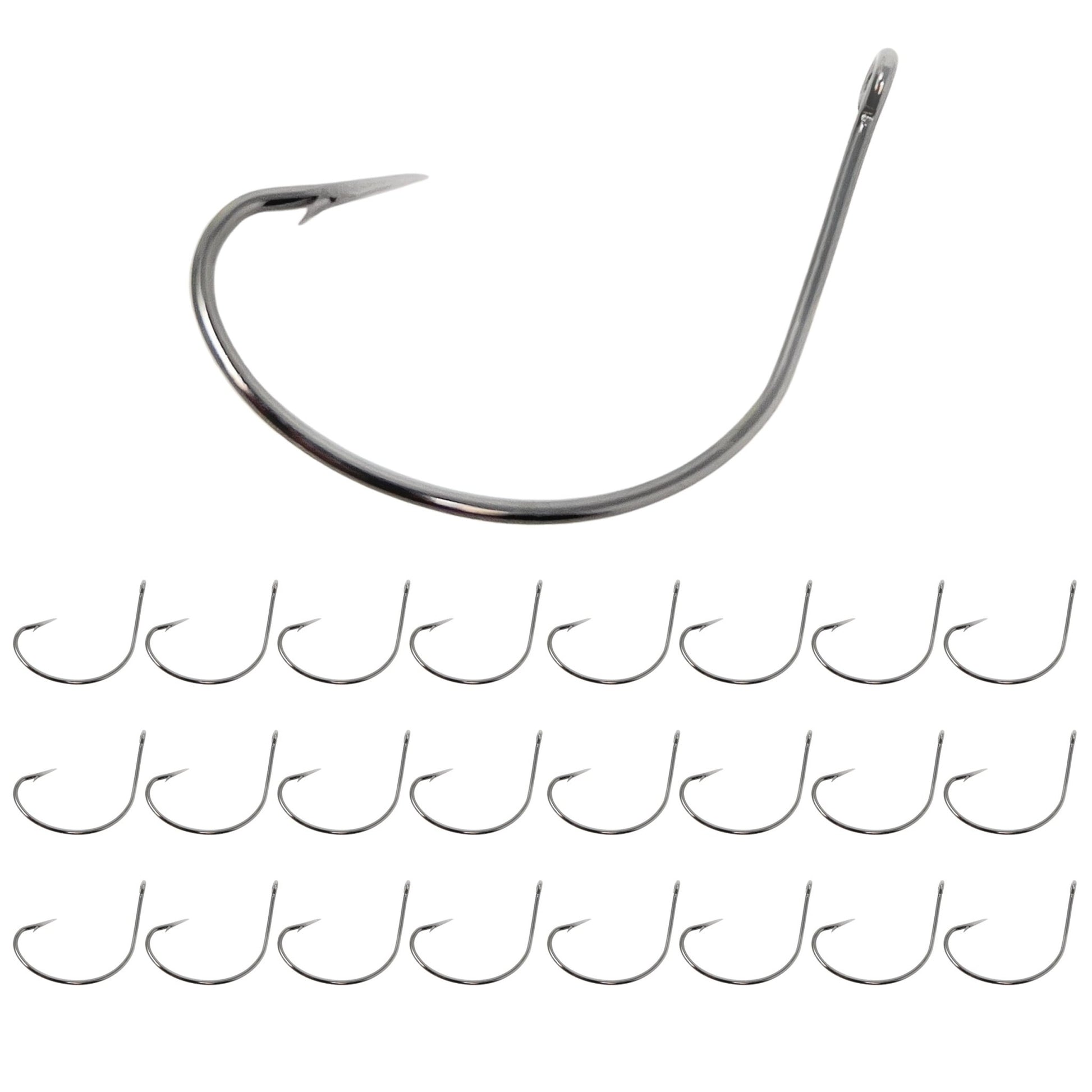 Reaction Tackle Wide Gap Wacky Hooks (25 - PACK) – 2/0 for fishing (15 view)