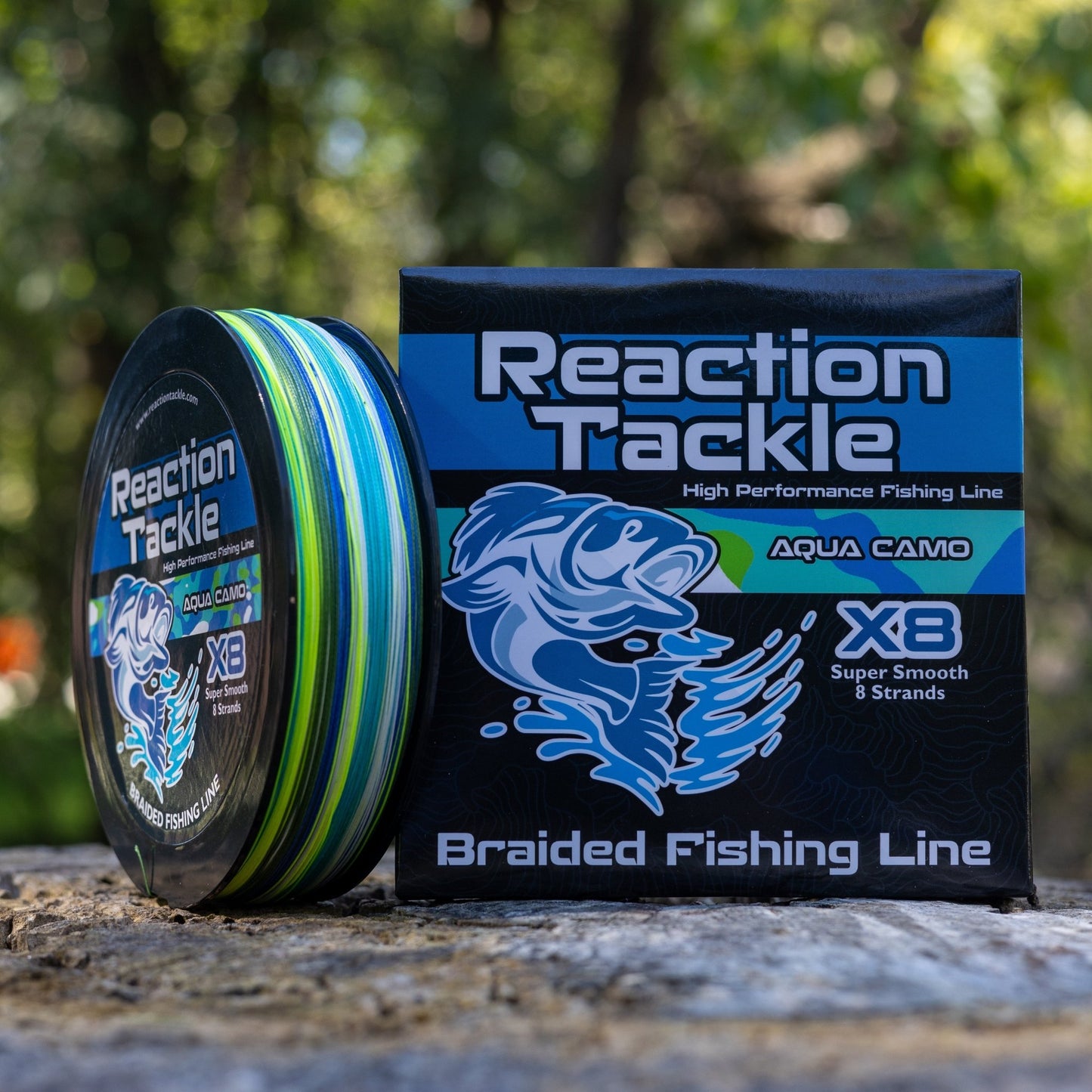 Reaction Tackle X8 Braided Fishing Line - Aqua Camo 8 Strand – 10lb Braided Fishing Line for fishing (2 view)