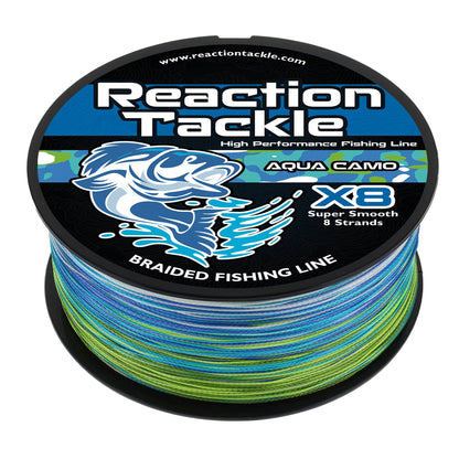 Reaction Tackle X8 Braided Fishing Line - Aqua Camo 8 Strand – 10lb Braided Fishing Line for fishing (1 view)