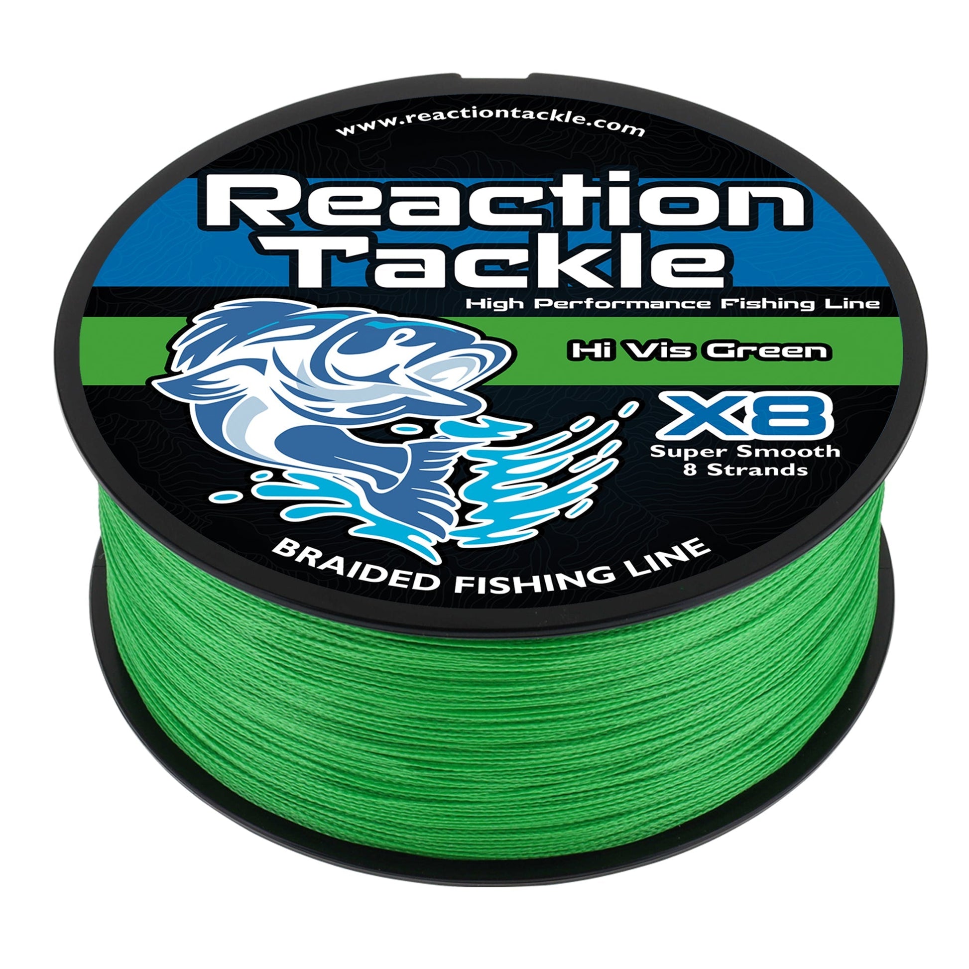 Reaction Tackle X8 Braided Fishing Line - Hi Vis Green 8 Strand – 10lb Braided Fishing Line for fishing (1 view)