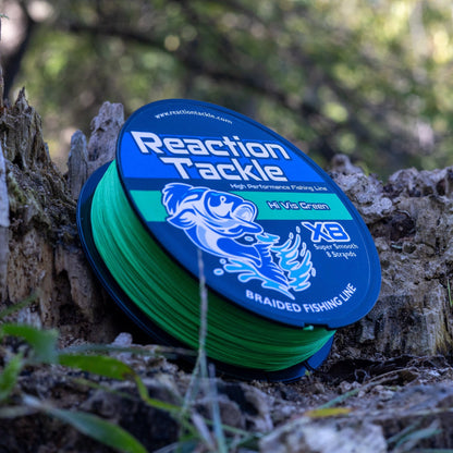 Reaction Tackle X8 Braided Fishing Line - Hi Vis Green 8 Strand – 10lb Braided Fishing Line for fishing (4 view)