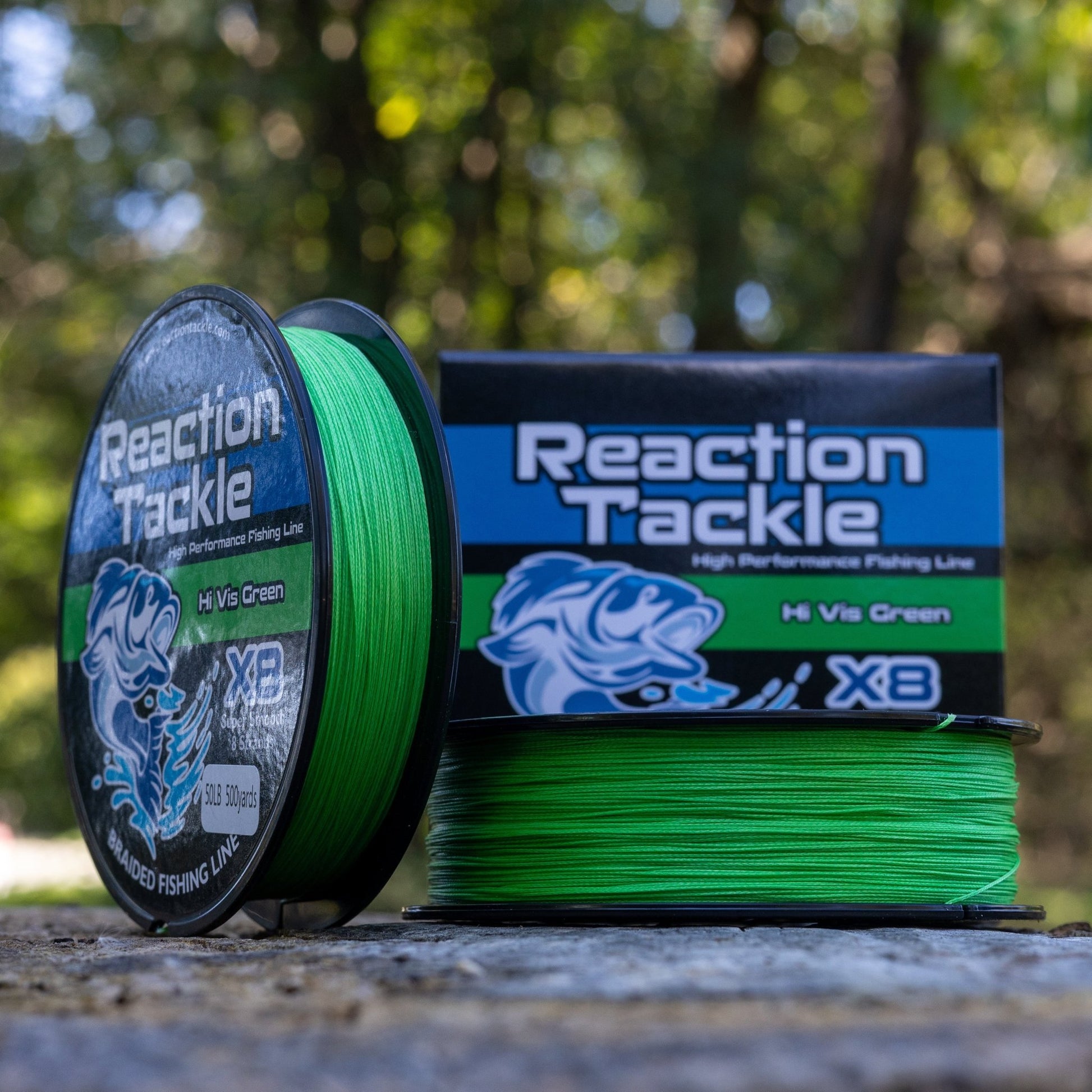 Reaction Tackle X8 Braided Fishing Line - Hi Vis Green 8 Strand – 10lb Braided Fishing Line for fishing (3 view)