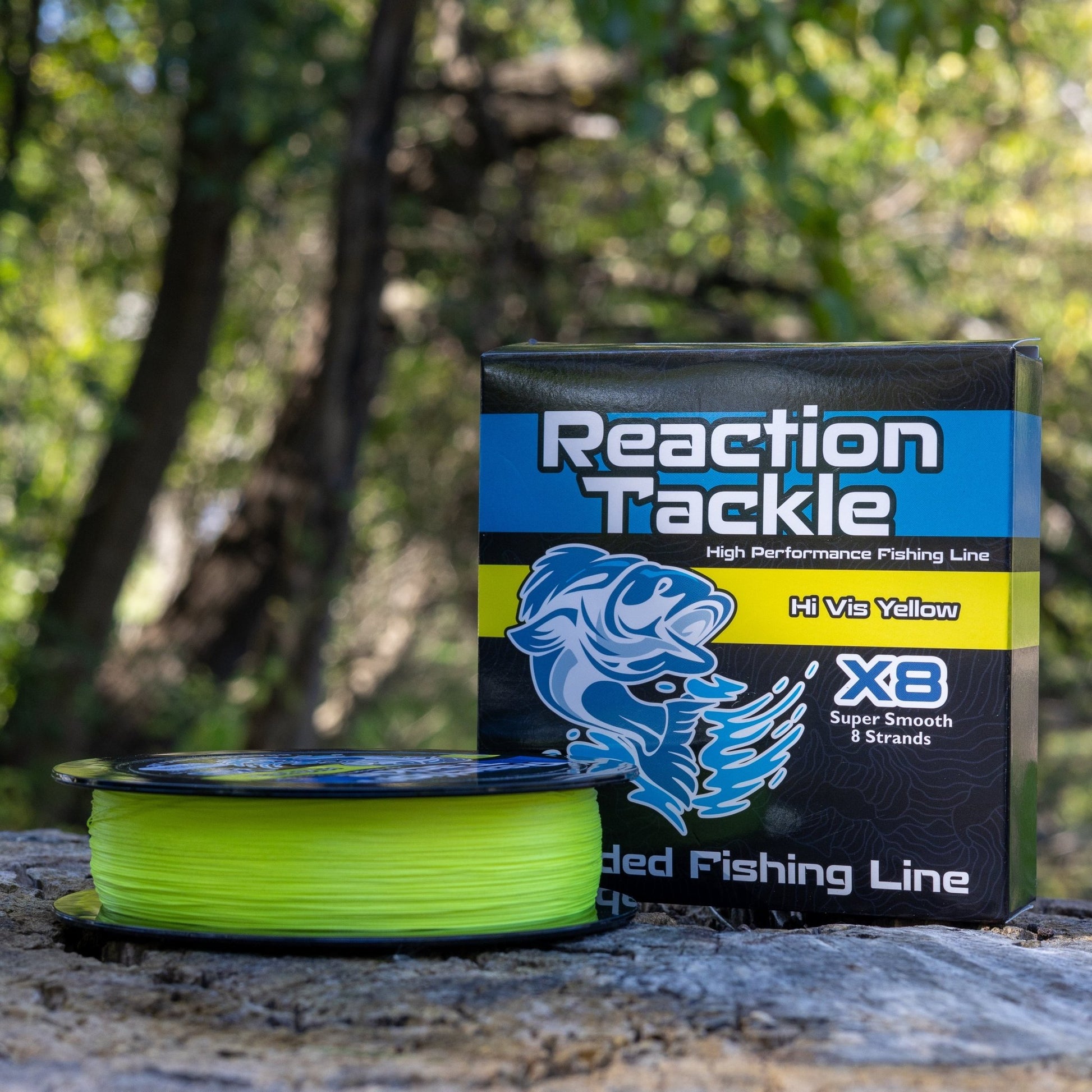Reaction Tackle X8 Braided Fishing Line - Hi Vis Yellow 8 Strand – 10lb Braided Fishing Line for fishing (2 view)