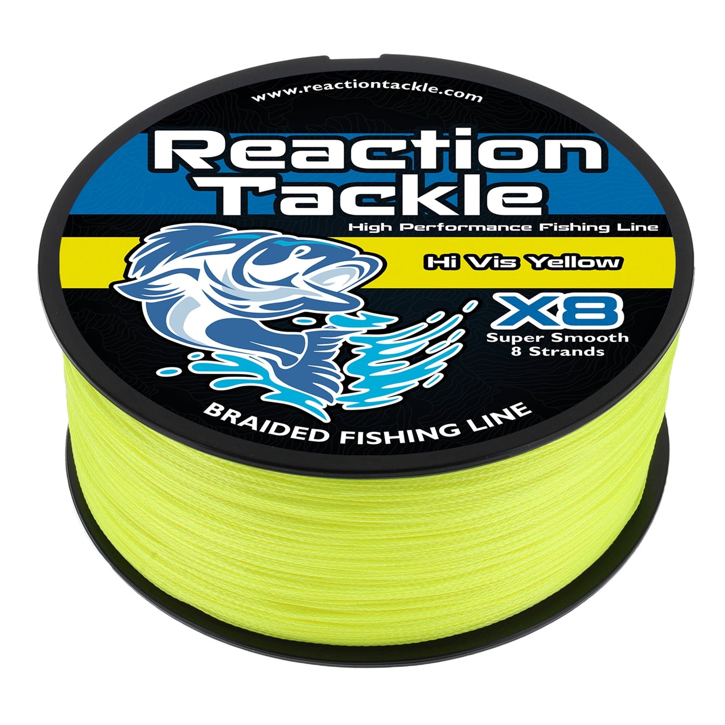 Reaction Tackle X8 Braided Fishing Line - Hi Vis Yellow 8 Strand – 10lb Braided Fishing Line for fishing (1 view)