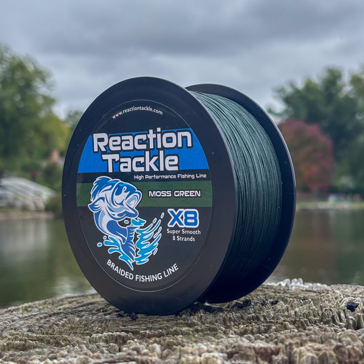 Reaction Tackle X8 Braided Fishing Line - Moss Green 8 Strand – 10lb Braided Fishing Line for fishing (2 view)