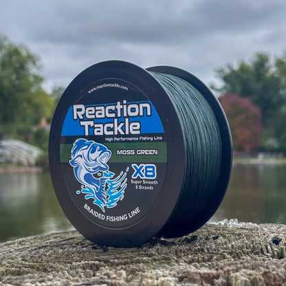 Reaction Tackle X8 Braided Fishing Line - Moss Green 8 Strand – 10lb Braided Fishing Line for fishing (2 view)