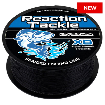 Reaction Tackle X8 Braided Fishing Line - NO FADE Black 8 Strand - NEW – 10lb Braided Fishing Line for fishing (1 view)
