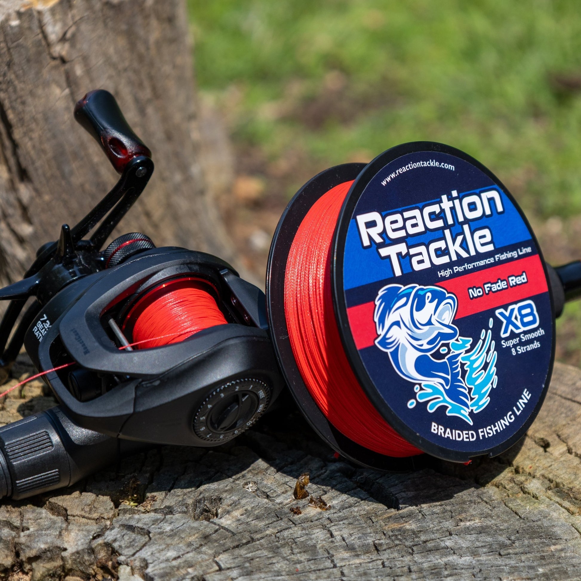 Reaction Tackle X8 Braided Fishing Line - NO FADE Red 8 Strand - NEW – 10lb Braided Fishing Line for fishing (2 view)