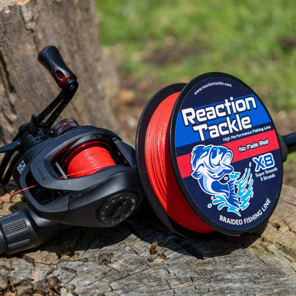 Reaction Tackle X8 Braided Fishing Line - NO FADE Red 8 Strand - NEW – 10lb Braided Fishing Line for fishing (2 view)