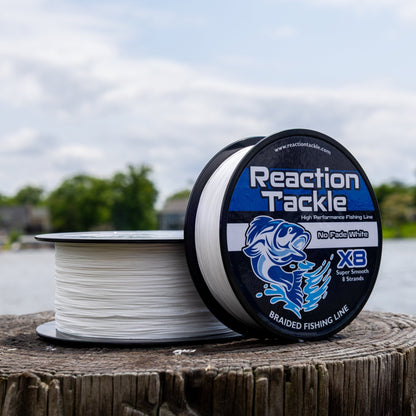 Reaction Tackle X8 Braided Fishing Line - NO FADE White 8 Strand - NEW – 10lb Braided Fishing Line for fishing (2 view)