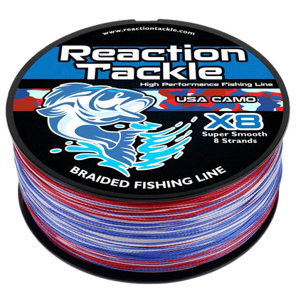 Reaction Tackle X8 Braided Fishing Line - USA Camo 8 Strand - NEW – 10lb Braided Fishing Line for fishing (11 view)