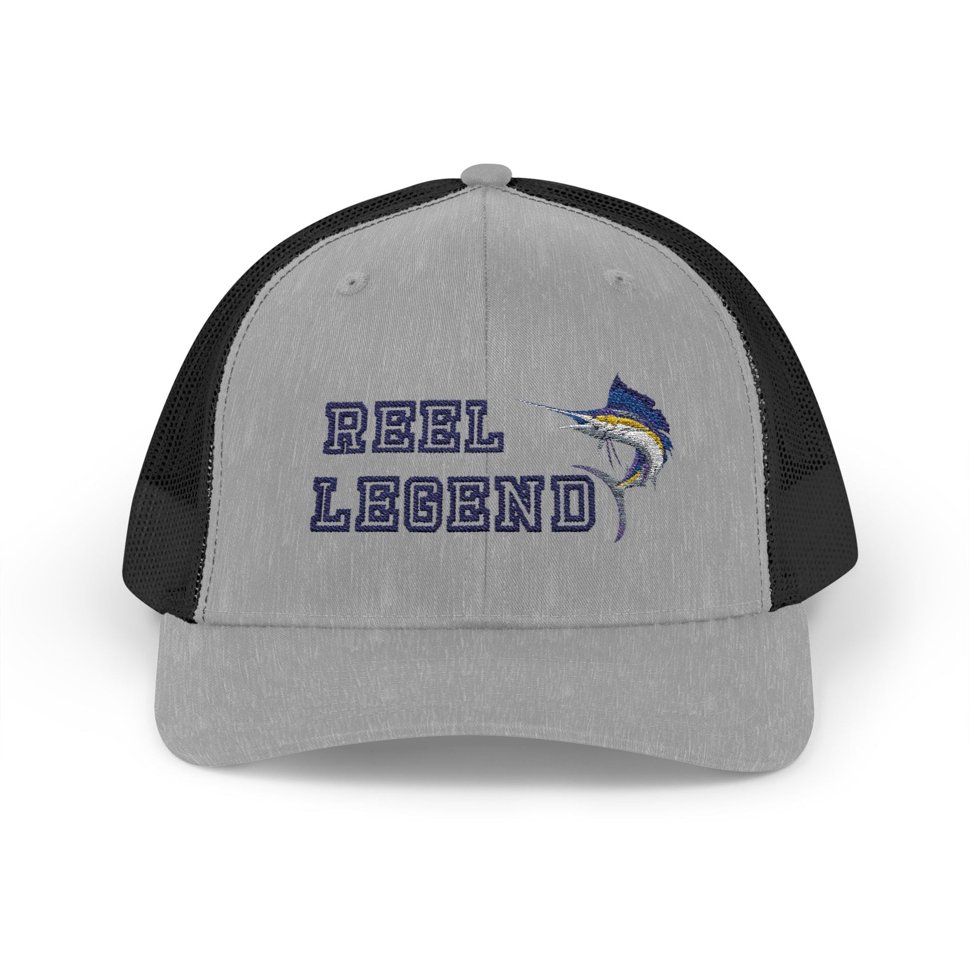 Reel Legend Snapback Trucker Cap | Fishing Hat, Outdoor Gear, Gift for Anglers, Casual Wear, Summer Accessory – Heather Grey / Black Hats for beach wear (16 view)